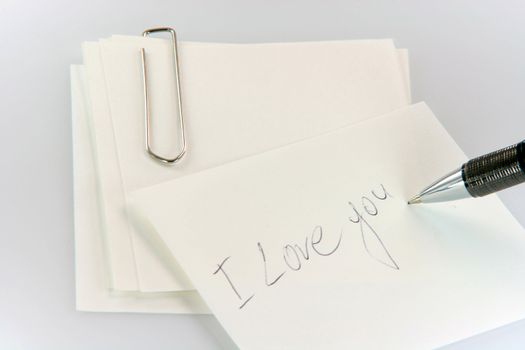 i love you on paper note with black ball pen love concepts