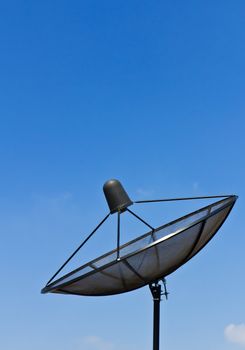 Satellite dish antennas under blue sky