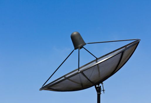 Satellite dish antennas under blue sky