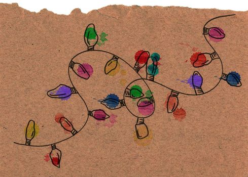 Hand drawn water color christmas x mas light