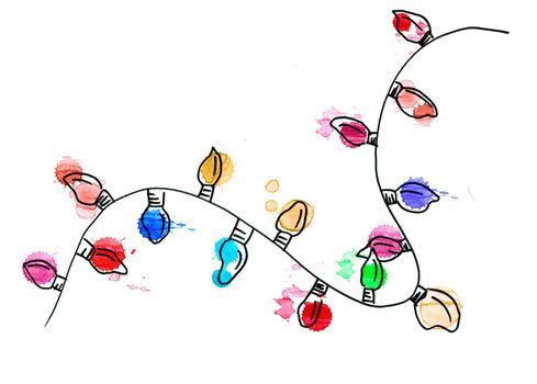 Hand drawn water color christmas x mas light