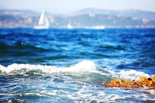 sea and sailing boats on it