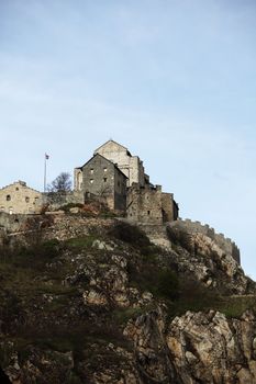 swiss castle in mountains