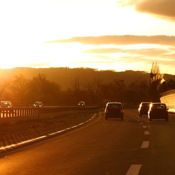 sunrise drive on car