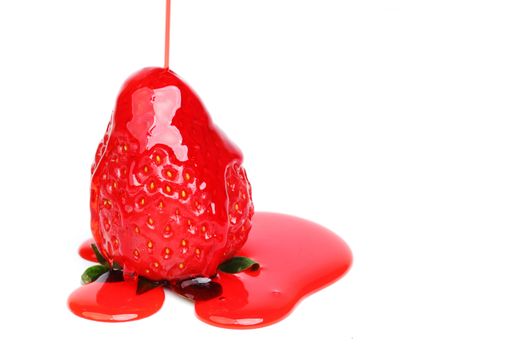 strawberry in syrup isolated on white
