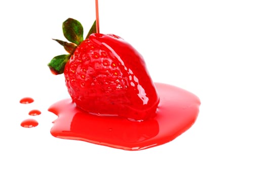strawberry in syrup isolated on white