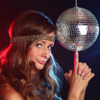 disco girl music in head phones