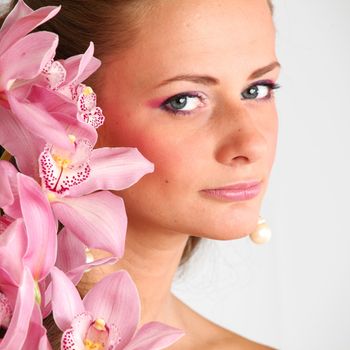 orchid woman flower in hairs