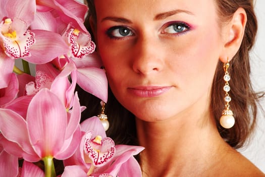 orchid woman flower in hairs