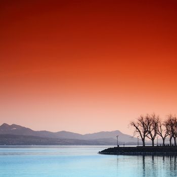 lake geneva landscape on sunrise