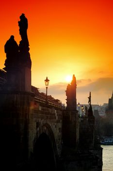 charles bridge Prague at sunset