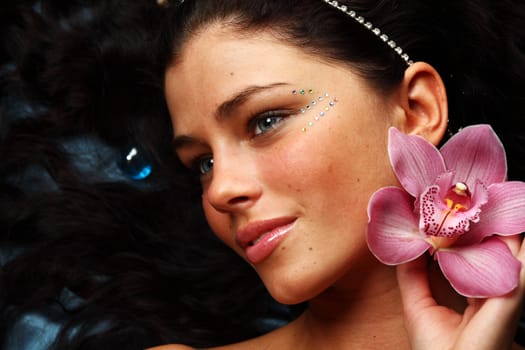 orchid woman flower in hairs
