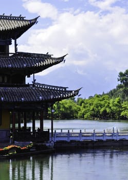 Chinese Architecture in a garden park at black dragon pool