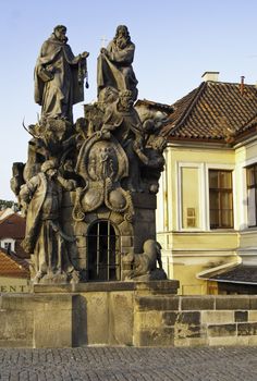 One of many statues on the Charles Bridge in Prague, Czech