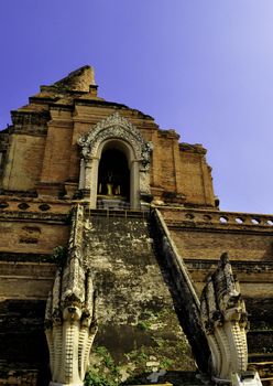 Large Thai temple in historic city of Chiang Mai, Thailand