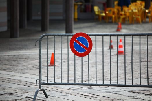stop road sign on street