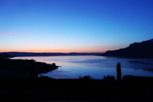lake of geneva landscape on sunrise