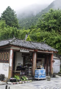A small market and restaurant on a mountain in Dali, China