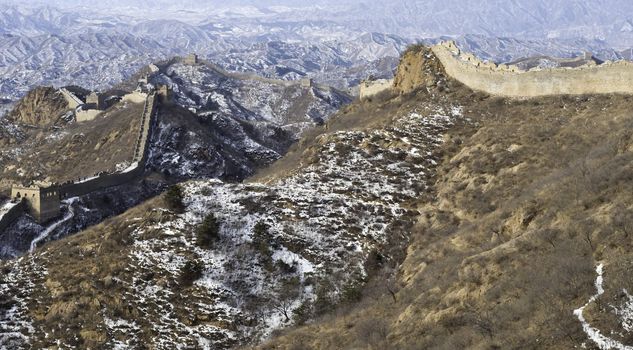A section of the great wall of China in Winter