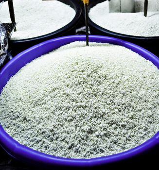 Barrels of rice for sale in an Thai Market