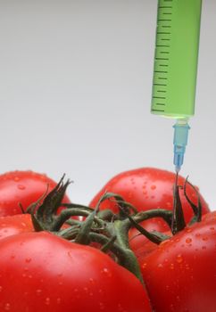 Injection into fresh red tomato