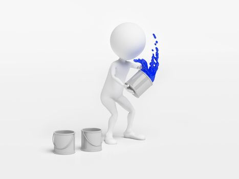 Man throwing a bucket of paint