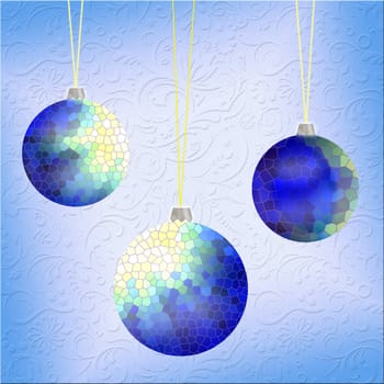 holiday background with blue christmas balls