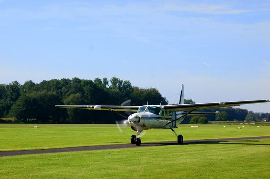 Small turboprop plane after landing