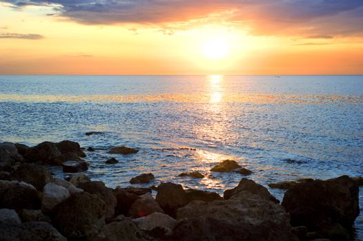 Beatifull sunset on the Crimean seashore