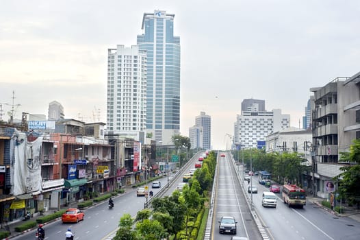 Bangkok, Thailand - March 26, 2011: Bangkok highway and streets in the morning.