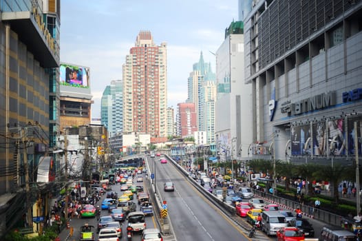 Bangkok, Thailand - March 26, 2011: Bangkok highway and streets during rush hour.