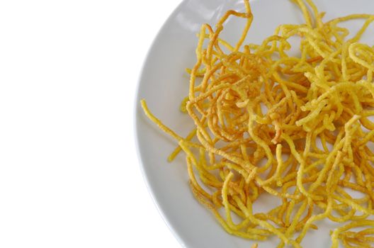 crispy yellow noodle , thai and chinese style food
