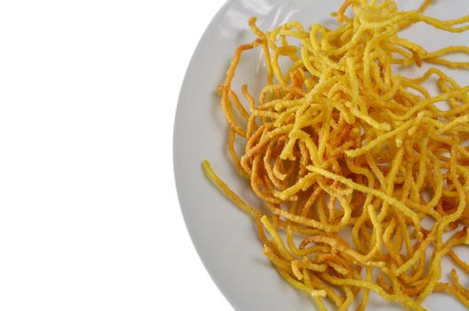 crispy yellow noodle , thai and chinese style food
