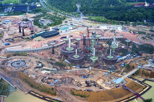 Aerial view on construction site in Singapore