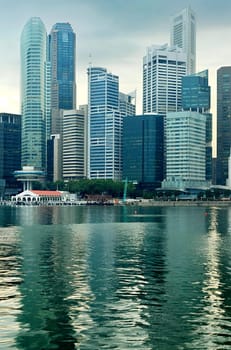 Panorama of Singapore in the beautiful sunset