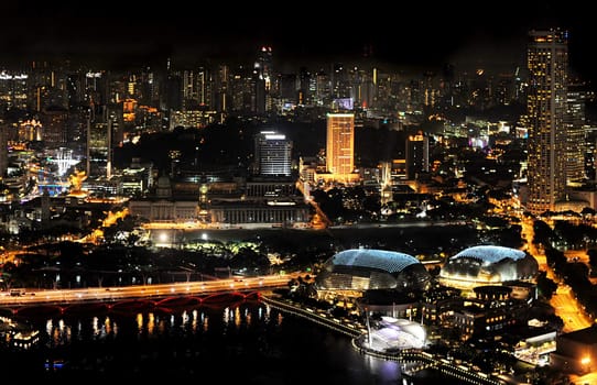 Singapore Skyline at Night from Marina Bay Sands resort