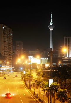 night view of Kuala Lumpur downtown with the KL Tower