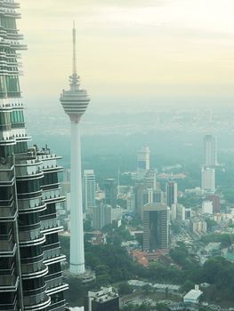 Aeial view of Kuala Lumpur from Petronas Twin Tower at sunset