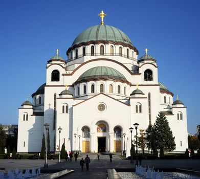 Belgrad, Serbia - October 28, 2011: The Cathedral of Saint Sava or Saint Sava Temple   in  Belgrade. Saint Sava Temple is an Orthodox church, the largest in the Balkans, and one of the 10 largest church buildings in the world