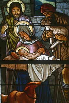 Nativity Scene, stained glass