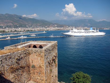 Cruise Ship and Red Tower, Alanya