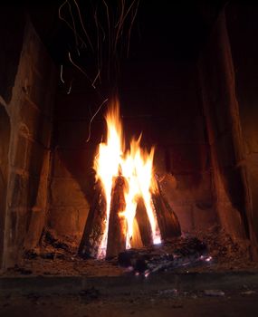 Close up of a fireplace