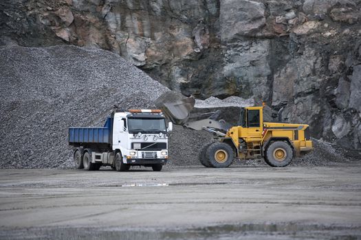 Trucks at a pit mine