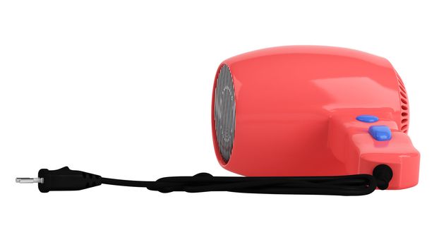 Red hair dryer isolated on white background