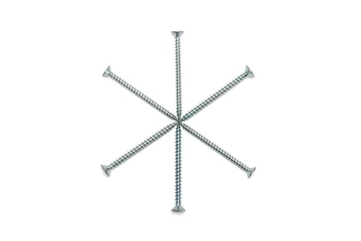 Six-pointed star made of screws isolated