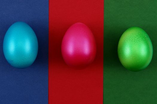 bright pastel colored easter eggs on  background