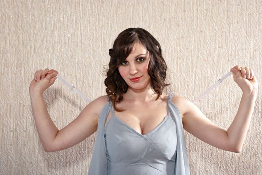 Fashion style photo of a young brunette