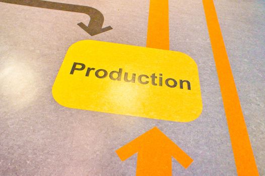 Production sign as part of an industrial flow chart