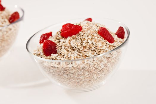 food series: oatmeal porridge flakes decorated with strawberry