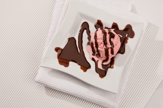 food series: pink strawberry ice-cream with chocolate